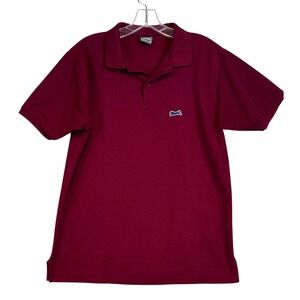 Le Tigre Mens Vintage Polo Shirt Burgundy Maroon Short Sleeve Logo VTS 90's L